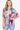 Chic Surplice Peplum Blouse in Spring Print, Front View
