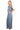 Side view of blue woven set for women, highlighting pocket detail and soft drape.