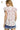 Back view of blush pink blouse, highlighting boxy silhouette and floral pattern.