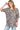 Side view of the leopard half sleeve t-shirt, showcasing the button detail and exposed seams.