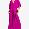 Elegant surplice maxi dress with pockets, perfect for stylish comfort, Color Magenta