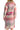 Back view of women's color block coat, showcasing bold multicolor design and tie waist.