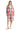 Model wearing hot pink multicolor color block coat paired with ankle boots and sweater for a winter-ready look.