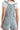 Back view of denim overall romper with adjustable ruffle straps.