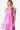 Front view of elegant tiered notched cap sleeve dress, Color Pink