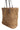 Side view of the knitted tote bag with faux leather handles and a spacious design.