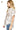 Side view of two-tone shirt, highlighting relaxed fit and buttoned front.