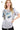 Side view of floral t-shirt, showing relaxed fit and soft fabric texture.
