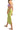 Back view of lime midi dress, highlighting ribbed texture and bodycon silhouette.