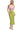 Women's lime midi dress with cutouts, bodycon fit, and bold color block style.