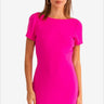 Chic short sleeve low back mini dress in vibrant pink