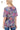Back view of printed T-shirt, highlighting smooth silhouette and elegant pattern.