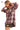 Side view of plaid jacket, showcasing side slits and relaxed fit.