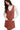 Women`s Rust V-Neck Adjustable Strap Denim Overall Dress with Pockets – Versatile & Trendy