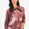 Colorful tie-dye sweatshirt with a comfortable round neck and long sleeves, perfect for casual wear, Color Mauve