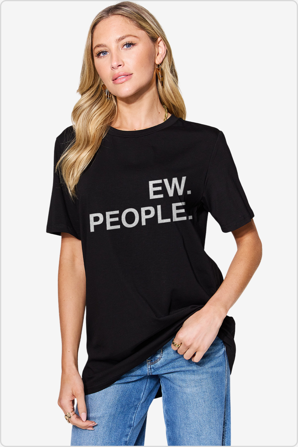 Show your humorous side with the 'EW. PEOPLE' graphic tee, front view