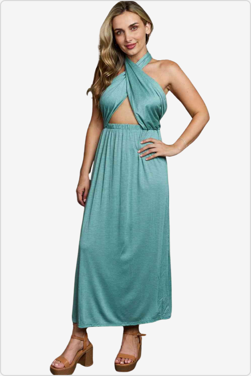 Elegant Halter Neck Dress with Front Cut-Out