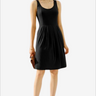 Stylish Round Neck Ruched Dress front view, Black