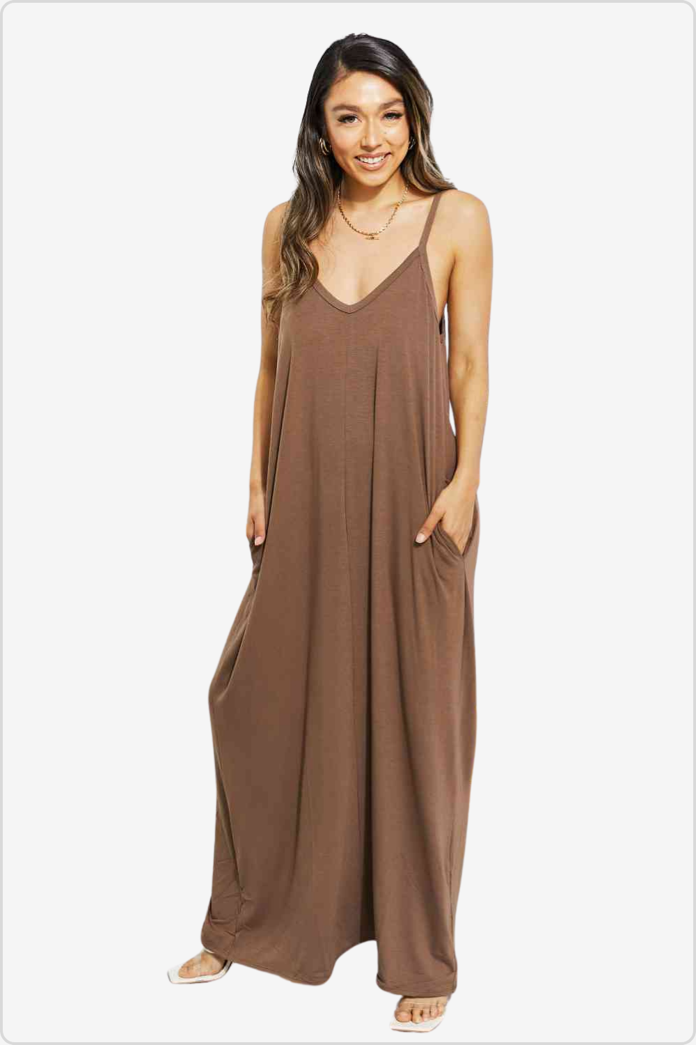 Stylish Beach Vibes Cami Maxi Dress Front View