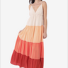 Elegant color block tiered maxi cami dress, ideal for making a statement
