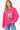 Stylish Graphic Long Sleeve Sweatshirt Front View, Hot Pink.