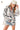 Women's white printed high-low button-up shirt with long sleeves.