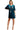 Full-length front view of deep teal embroidered velvet mini dress with bohemian tassel accents.