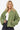 Women's Tweed Plaid Button-Up Collared Jacket in Green