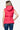 Back view of the hooded magenta vest, highlighting the hood and quilted design.
