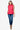 Magenta hooded vest with drawstring and pockets, front view on model.