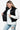 Women's black quilted vest open view, revealing soft fine fur lining.