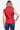 Back view of Women's Red Turtleneck Vest, showcasing its vibrant color.
