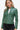 Women's faux leather zip-up hooded jacket in Sage, stylish and versatile outerwear.