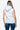 Back view of the white hooded vest, highlighting the sleek design and comfortable fit.