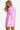 Side view of the Women's pink sequin star-patterned blazer, highlighting the relaxed fit and bold design.