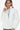 Women's white faux leather puffer jacket with turtleneck and zip-up closure.
