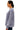 Woman wearing a light purple sweatshirt on a white background