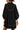Back view of black dress with relaxed hem and subtle leopard accent