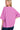 Back view of oversized mauve ribbed knit top with relaxed fit and dropped shoulders.