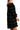 Side view of black mini dress with off-shoulder style and dramatic balloon sleeves.