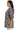 Side view of brown mix boho floral mini dress highlighting ruffled hem and relaxed cut.