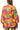 Back view of women’s multicolor blouse with bubble silhouette and bold color blocking
