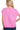 Back view of women's French terry t-shirt with cap sleeves and comfy everyday shape