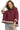 Front view of merlot colorblock button-down shirt showing button closure and relaxed cut.