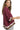 Side view of merlot colorblock button-down shirt highlighting scallop hemline and color contrast.