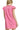 Back view of pink mini dress with smooth fit and cap sleeve silhouette