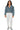 Front view of dusty blue cropped denim jacket with zipper details and structured collar