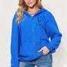 Chic letter graphic long sleeve hoodie, perfect for casual style, Royal Blue
