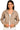 Front view of cocoa fleece cropped zip hoodie showing zip closure and ribbed hem.