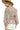Back view of light brown floral blouse with flowy shape and elastic waist